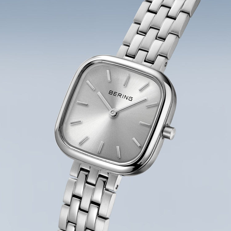 Bering | Classic 26mm square silver case metal strap | 17926-704