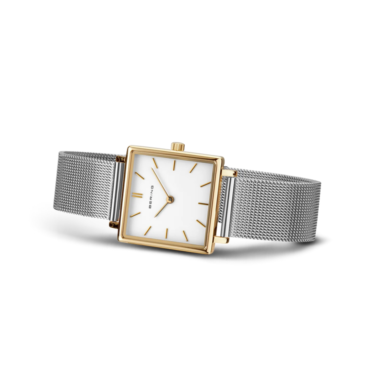 Bering | Classic Polished gold case 26mm dial and silver milanese band | 18226-010
