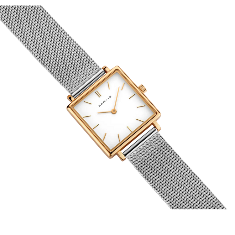 Bering | Classic Polished gold case 26mm dial and silver milanese band | 18226-010