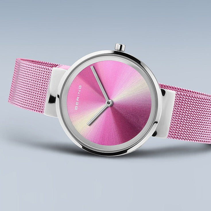 Bering | Aurora Borealis gift set pink 31mm dial milanese with matching bracelet | 19031-999-GWP