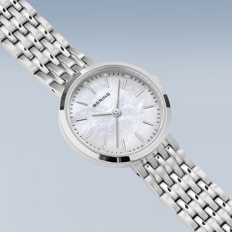 Bering | Classic polished silver 26mm mother of pearl dial | 19126-700