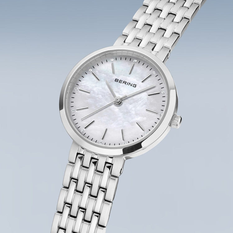 Bering | Classic polished silver 26mm mother of pearl dial | 19126-700