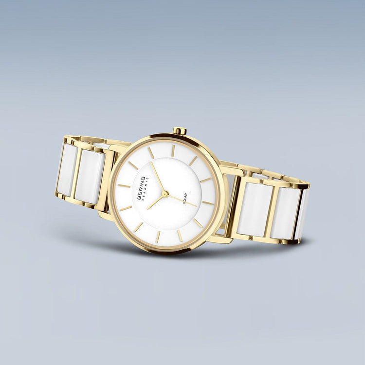 Bering | Solar white 35mm dial two tone ceramic | 19535-714