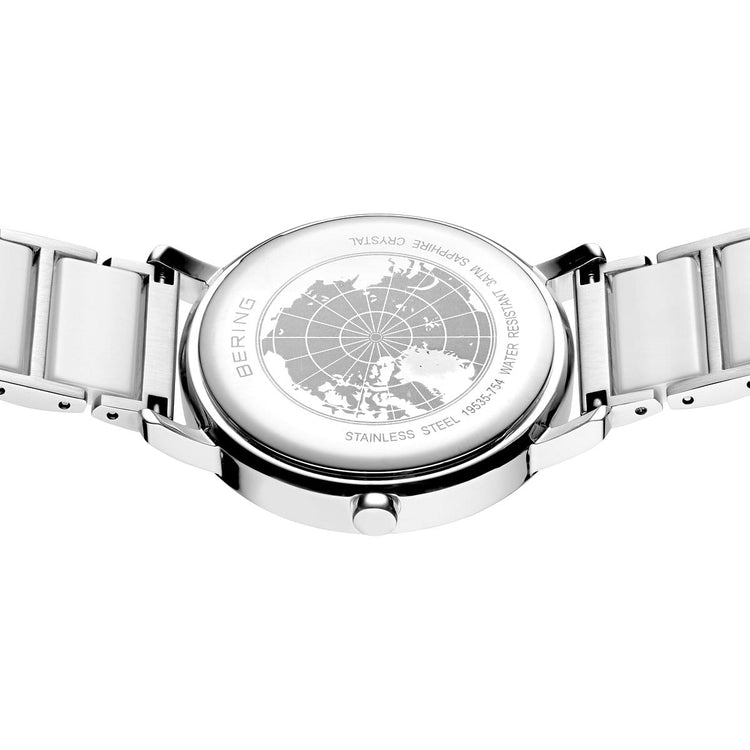 Bering | Solar white 35mm dial ceramic strap | 19535-754