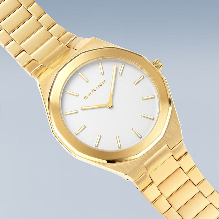 Bering | Classic polished gold and 41mm silver dial | 19641-730