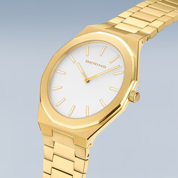 Bering | Classic polished gold and 41mm silver dial | 19641-730