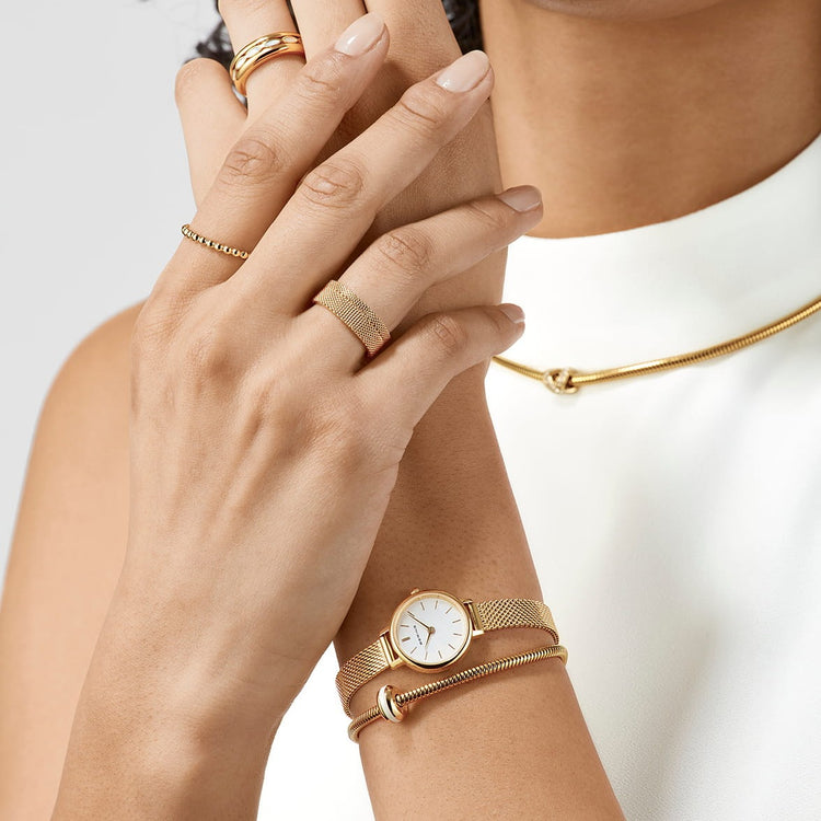 Bering | Gift set gold and white 22mm dial milanese with matching bracelet | 11022-334-Lovely-1