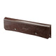 Brown leather pencil case with silver buttons on a white background