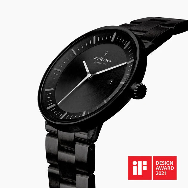Nordgreen | Philosopher black 40mm dial and black 3-link | PH40BL3LBLBL