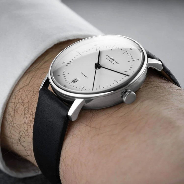 Sternglas | Premium 20 black leather and matte black watch band | S03-PR14