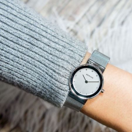 Bering | Classic polished silver mesh swarovski 26mm dial | 10126-000
