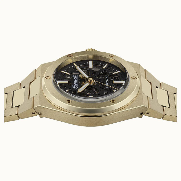 Ingersoll | Baller Automatic black 45mm skeleton dial gold | I15001