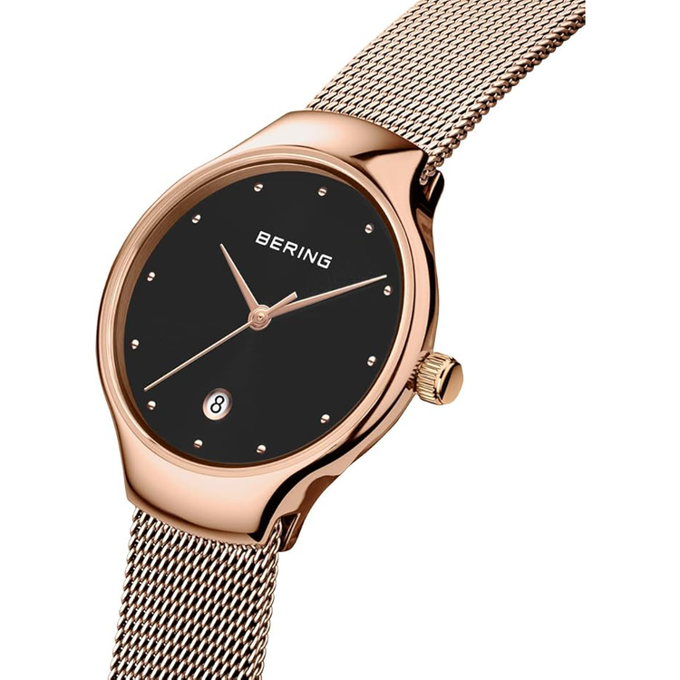 Bering | Classic polished rose gold 26mm black dial mesh | 13326-362
