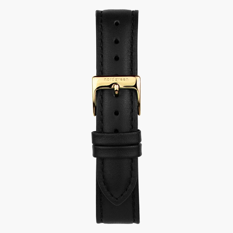 Nordgreen | Black leather gold 20mm strap band (40mm dial) | ST20POGOLEBL