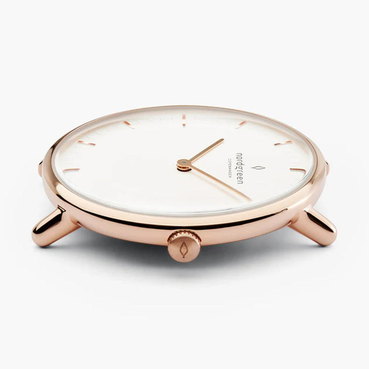 Nordgreen | Native rose gold 36mm black leather | NR36RGLEBLXX