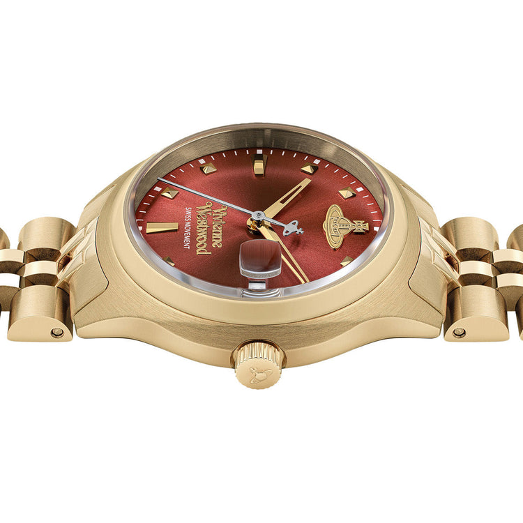 Vivienne Westwood | Camberwell red 37 mm dial gold link | VV311RBGD