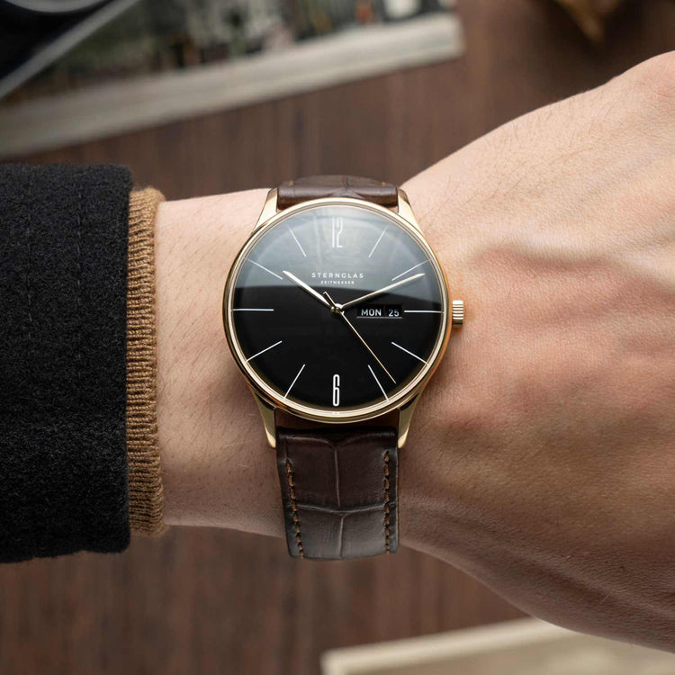 Sternglas | Berlin gold heritage 38mm dial brown leather band | S01-BE04-HE01