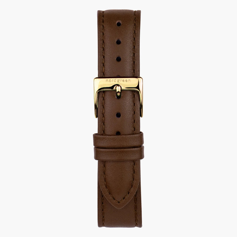 Nordgreen | Brown leather gold 16mm strap band (32mm dial) | ST16BRGOLEBR