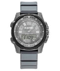 A G-Star analog-digital wrist watch with a gray textured dial, black bezel, and a matching gray silicone strap, shown against a plain white background.