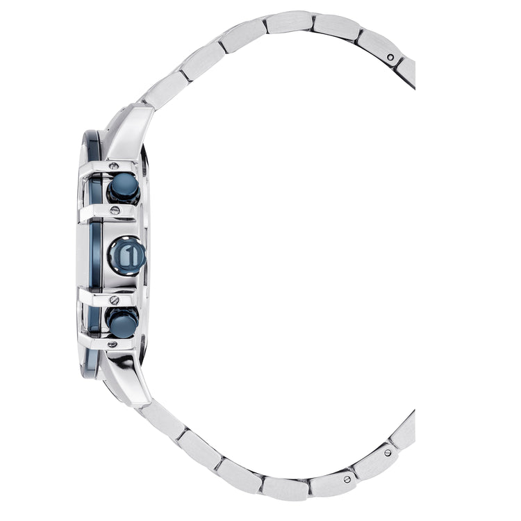 G-STAR | Bend3D Multifunction silver 44mm blue dial link band | GSW.505.04