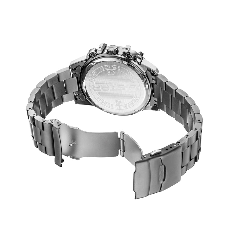G-STAR | Bend3D Multifunction gunmetal 44mm silver dial link band | GSW.505.06