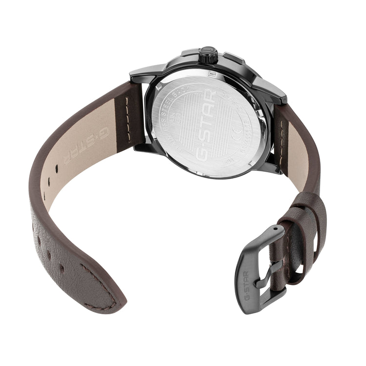G-STAR | Constructed Bold blue and black 43mm dial brown leather | GSW.506.05