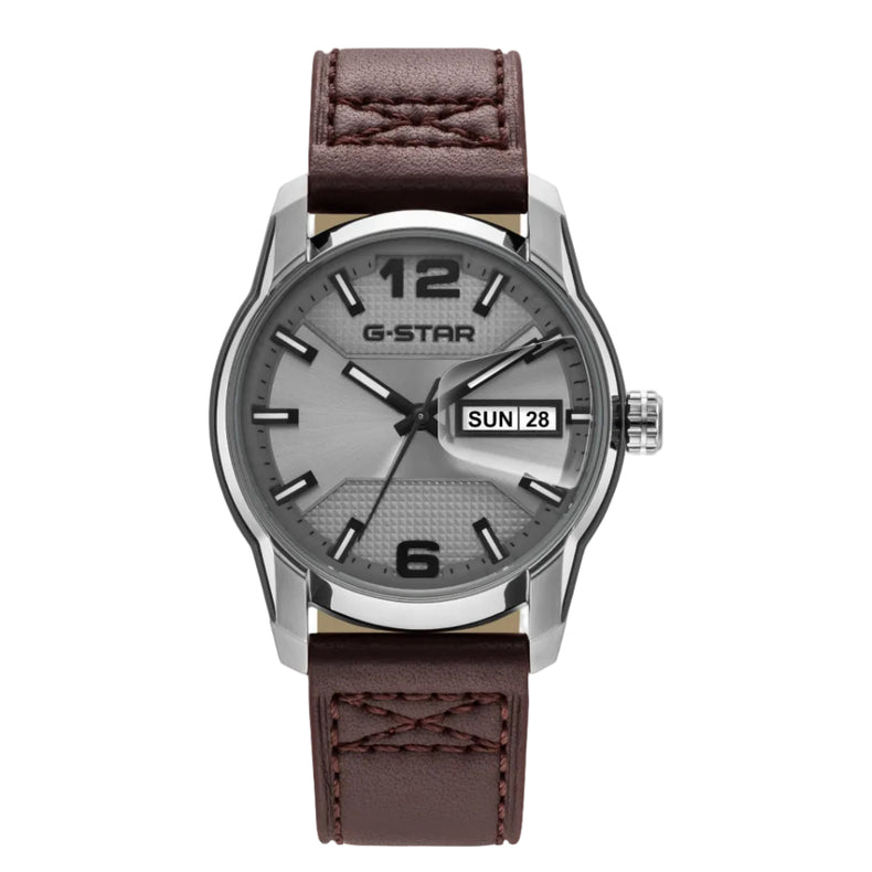 G-STAR | Selvedge Utility-Inspired silver 42mm dial brown leather | GSW.507.01