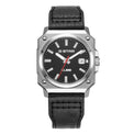 A G-STAR CUBE watch with a silver-tone octagonal case, black dial, and black leather strap, shown against a plain white background.