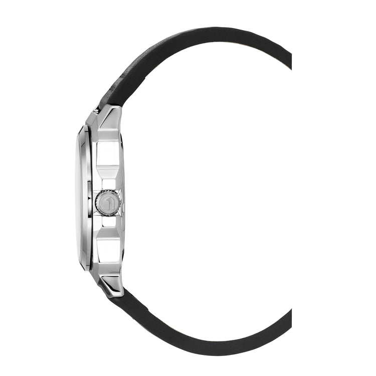 G-STAR | Cube Silver square 41mm black dial black leather band | GSW.508.04