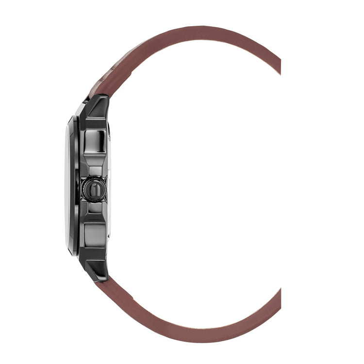 G-STAR | Cube Black square 41mm black dial brown leather band | GSW.508.04