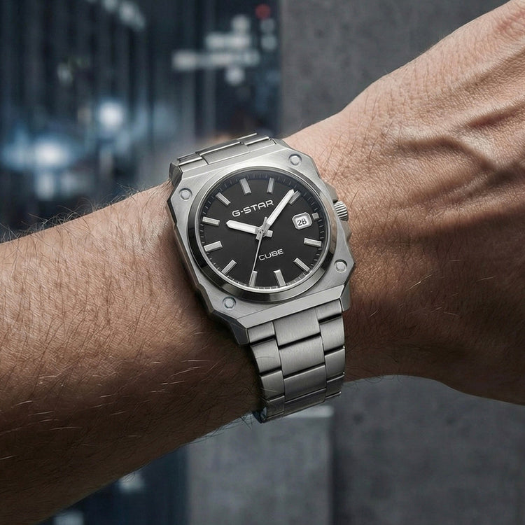 G-STAR | Cube Silver Tone 41mm dial silver link | GSW.508.05