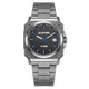 G-STAR CUBE watch with a dark gray octagonal case, blue dial details, and a matching gray stainless steel link bracelet, shown on a white background.