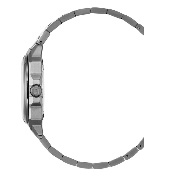 Metallic watch band on a white background