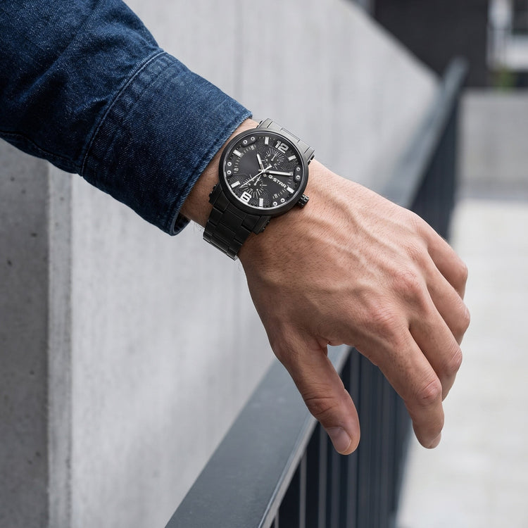 G-STAR | Rovic Multifunction black 42 mm dial black link | GSW.509.08