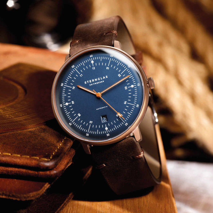 Sternglas | Hamburg Automatik bronze 42mm dial brown leather band | S02-HH27-VI17