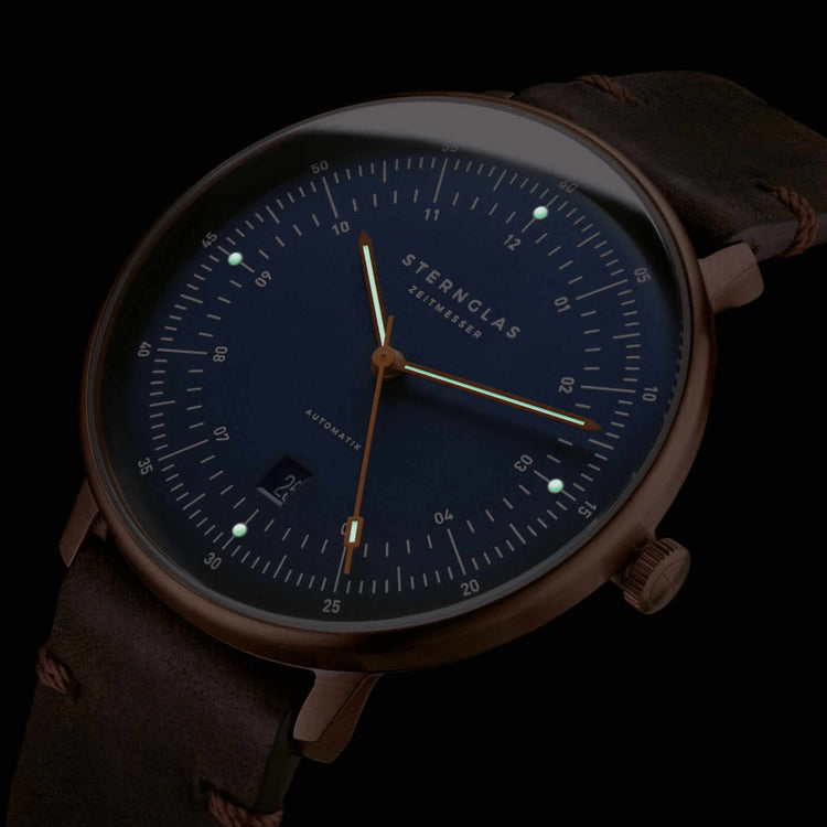 Sternglas | Hamburg Automatik bronze 42mm dial brown leather band | S02-HH27-VI17