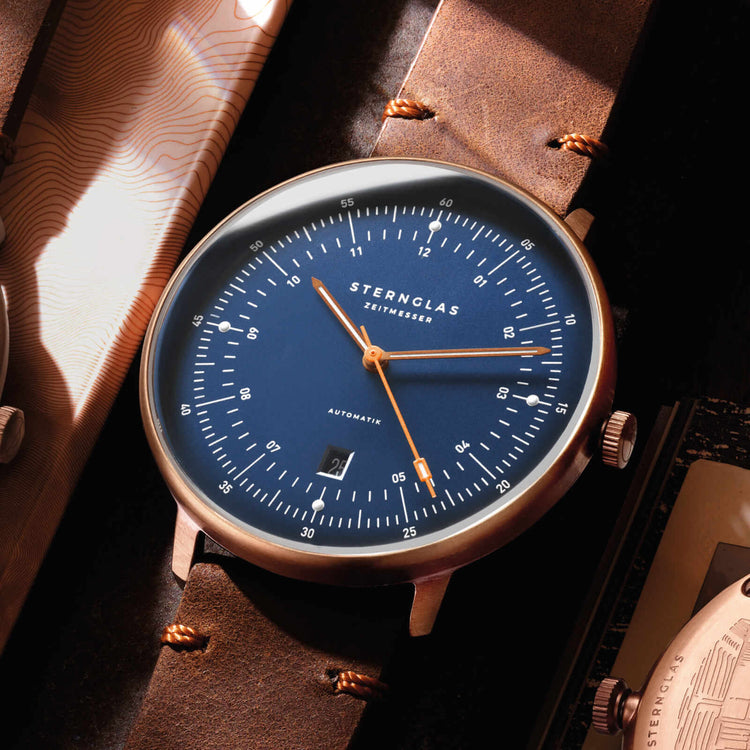 Sternglas | Hamburg Automatik bronze 42mm dial brown leather band | S02-HH27-VI17