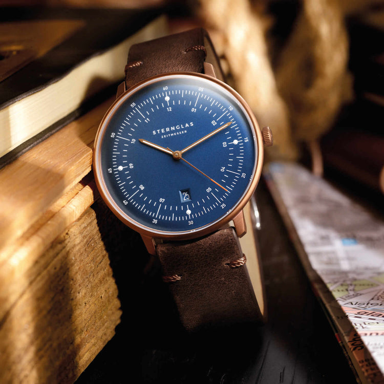 Sternglas | Hamburg bronze 42mm dial brown leather band | S01-HH27-VI17