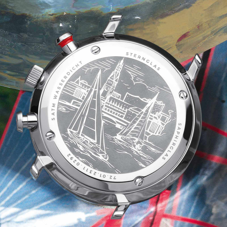 Sternglas | Hamburg chrono silver 42mm dial brown leather band | S01-HC10-VI11