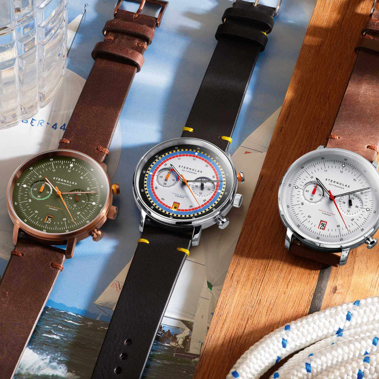 Sternglas | Hamburg chrono brushed bronze 42mm dial brown leather band | S01-HC35-VI17