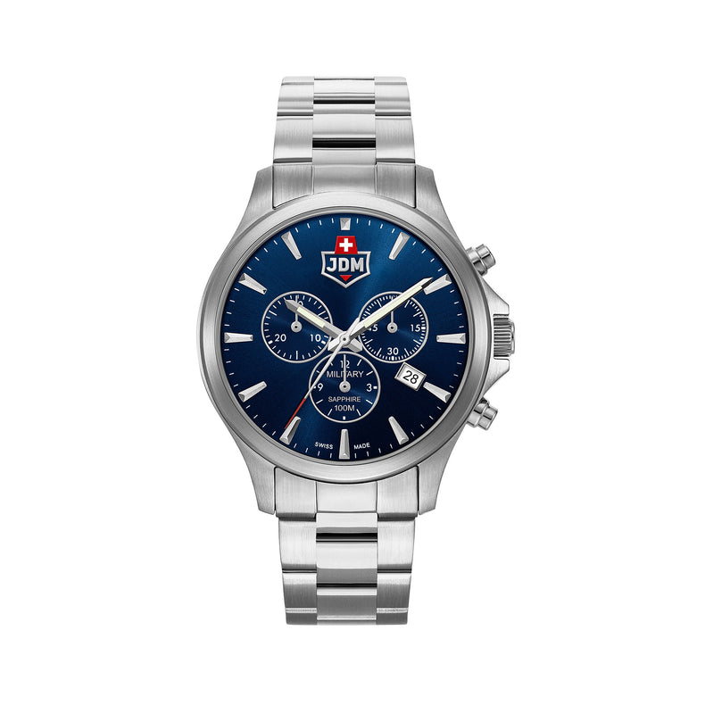 JDM Military | Alpha chrono blue 42mm dial silver link | JDM-WG002-03
