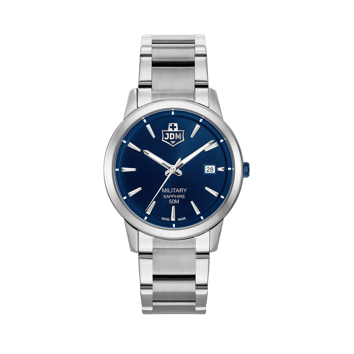 JDM Military | Bravo II blue 39mm dial silver link | JDM-WG007-01