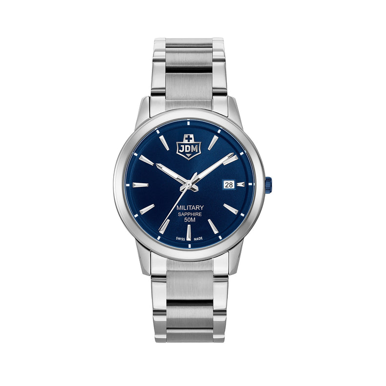 JDM Military | Bravo II blue 39mm dial silver link | JDM-WG007-01