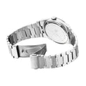 Silver watch with a metal bracelet on a white background
