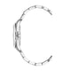 Silver watch band on a white background