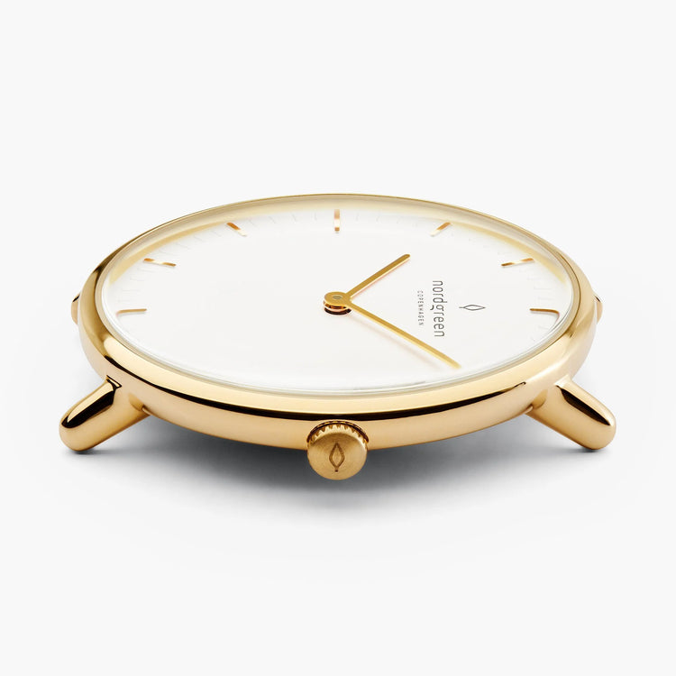 Nordgreen | Native gold 32mm dial gold mesh | NR32GOMEGOXX