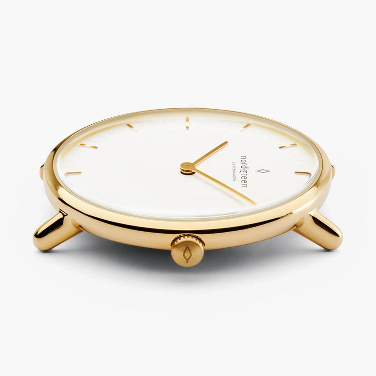 Nordgreen | Native gold 32mm dial gold chain link | NR32GOCHGOXX