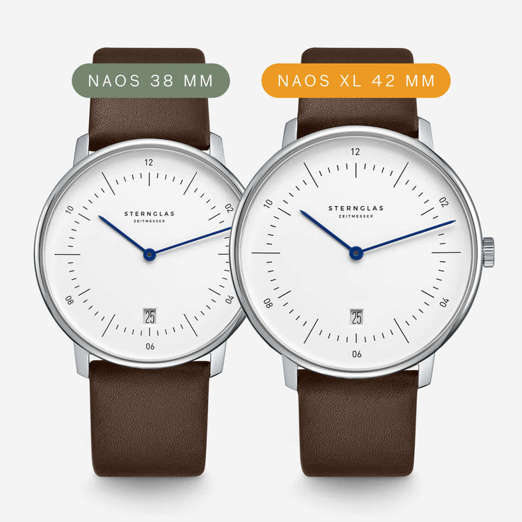 Sternglas | Naos white 38mm dial dark brown leather band | S01-NA44-PR04