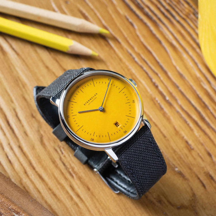 Sternglas | Naos edition yellow 38mm dial nylon band | S01-NAY23-NY01