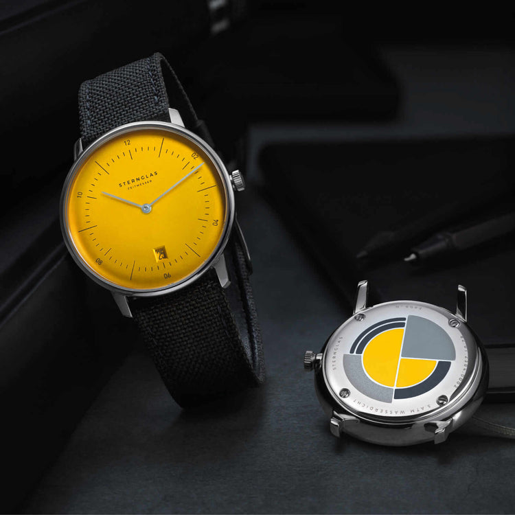 Sternglas | Naos edition yellow 38mm dial nylon band | S01-NAY23-NY01